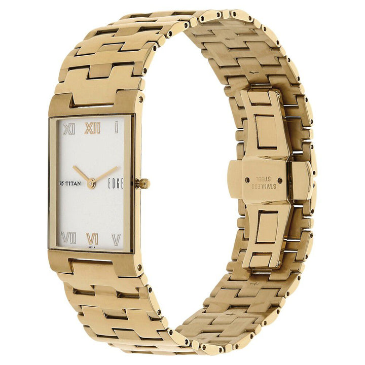 Titan Quartz Analog White Dial Stainless Steel Strap Watch for Men-NK1296YM02A