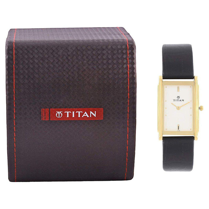 Titan Quartz Analog White Dial Leather Strap Watch for Men-NC1335YL01