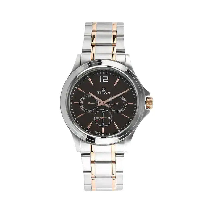 TITAN Workwear Watch With Brown Dial & Stainless Steel Strap 1698KM01