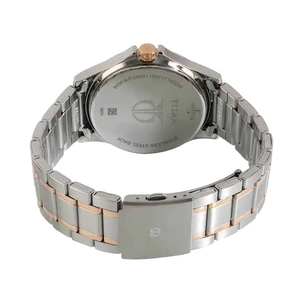 TITAN Workwear Watch With Brown Dial & Stainless Steel Strap 1698KM01