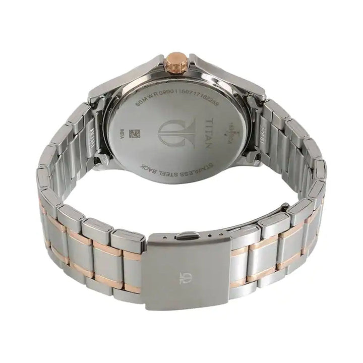 TITAN Workwear Watch With Brown Dial & Stainless Steel Strap 1698KM01