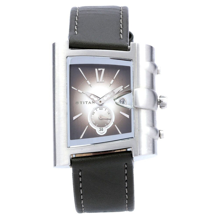Titan Special Silver Dial Analog with Date Leather Strap Watch for Men-1361SL02