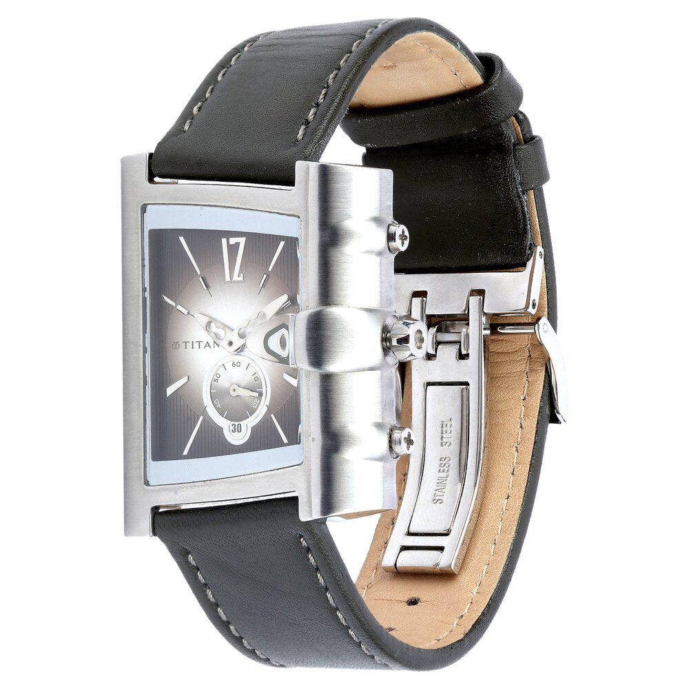 Titan Special Silver Dial Analog with Date Leather Strap Watch for Men-1361SL02