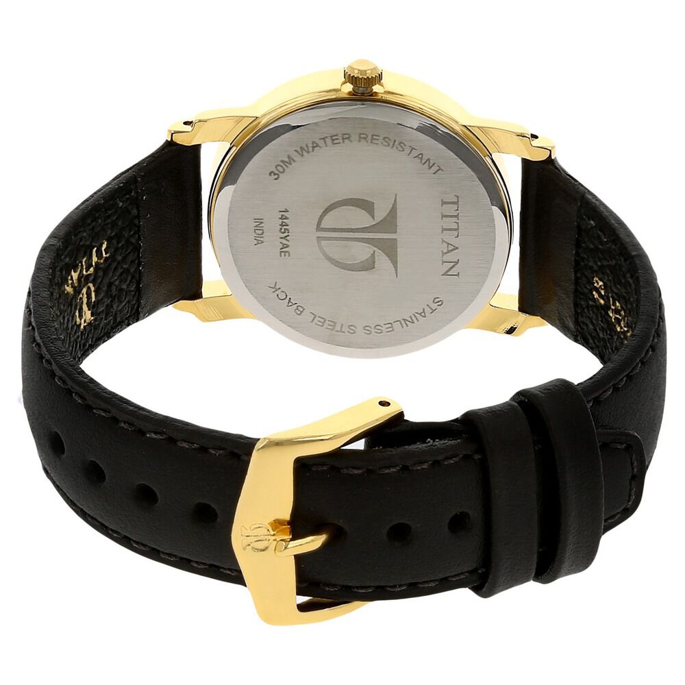 Titan White Dial Analog with Day and Date Leather Strap watch for Men NM1445YL04