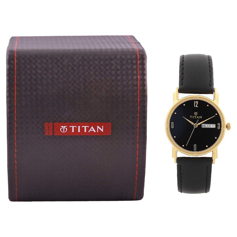 Titan Quartz Analog with Day and Date Black Dial Watch for Men-NF1445YL06