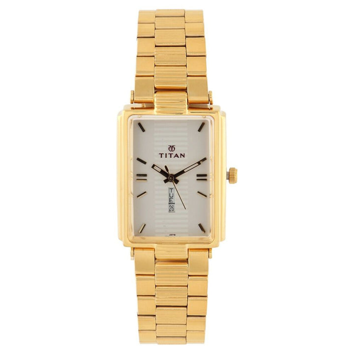 Titan Quartz Analog with Day and Date White Dial Watch for Men-NE1455YM01