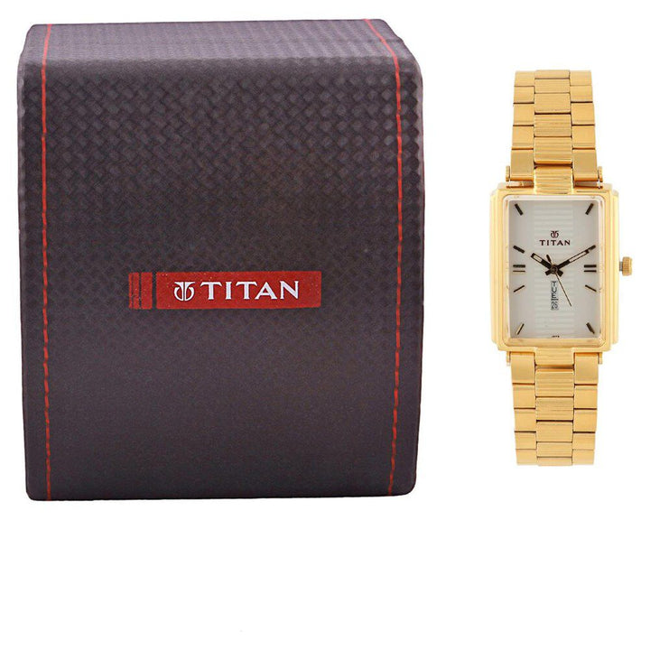 Titan Quartz Analog with Day and Date White Dial Watch for Men-NE1455YM01