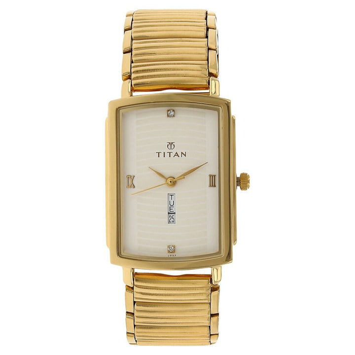 Titan Analog with Day and Date White Dial Stainless Steel Strap watch for Men-NK1459YM01