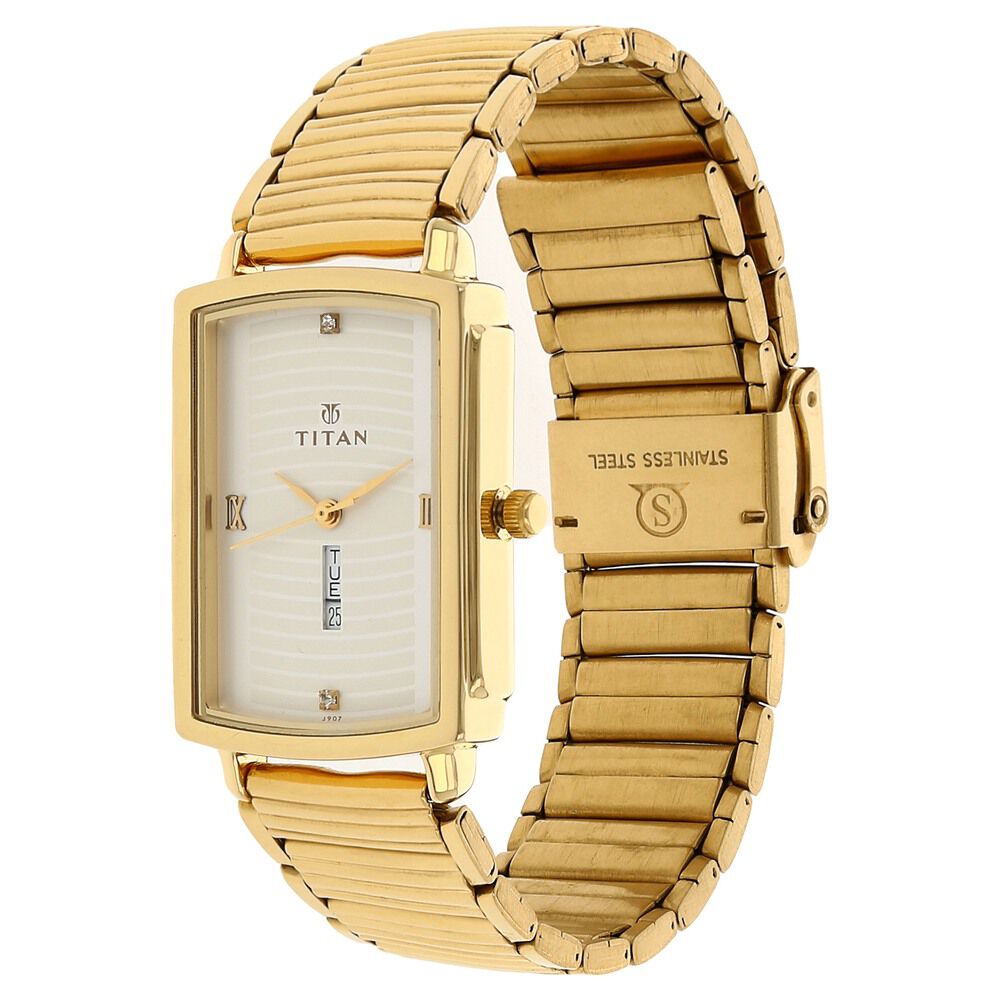 Titan Analog with Day and Date White Dial Stainless Steel Strap watch for Men-NK1459YM01