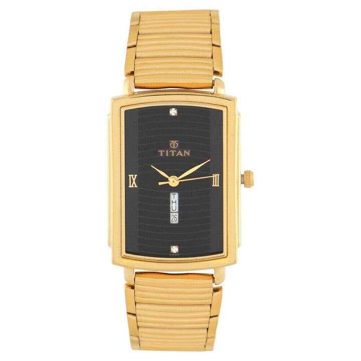 Titan Quartz Analog with Day and Date Black Dial Watch for Men-NE1459YM03