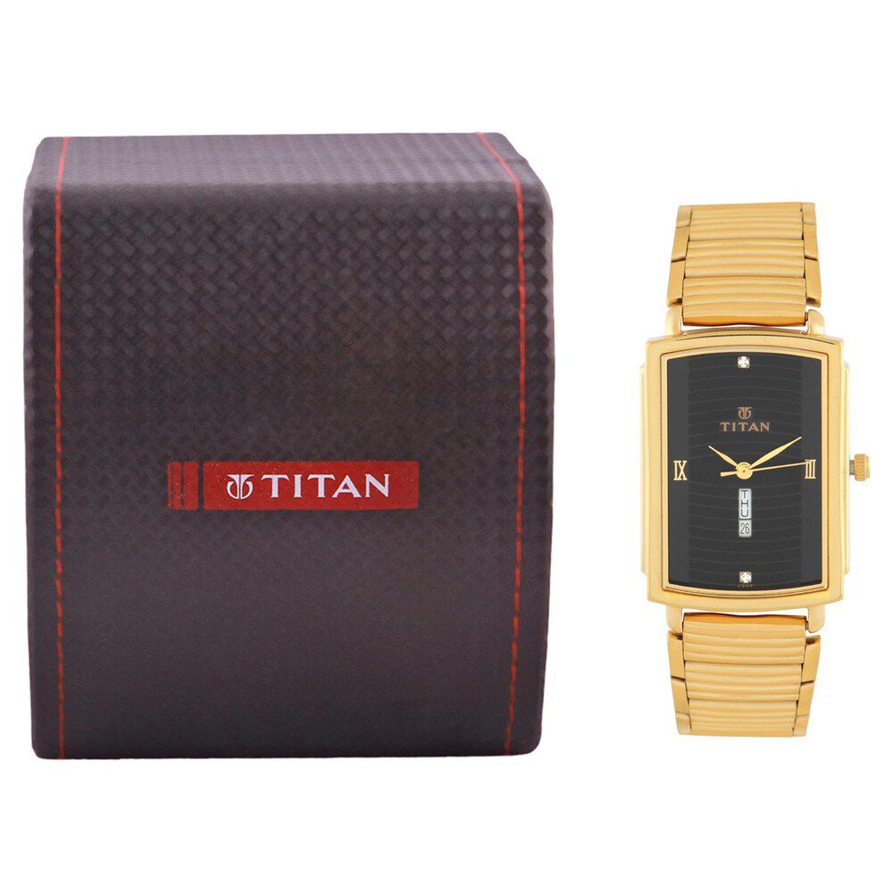 Titan Quartz Analog with Day and Date Black Dial Watch for Men-NE1459YM03