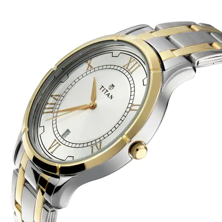 TITAN Bandhan Silver White Dial Stainless Steel Pair Watches NP17752481BM01
