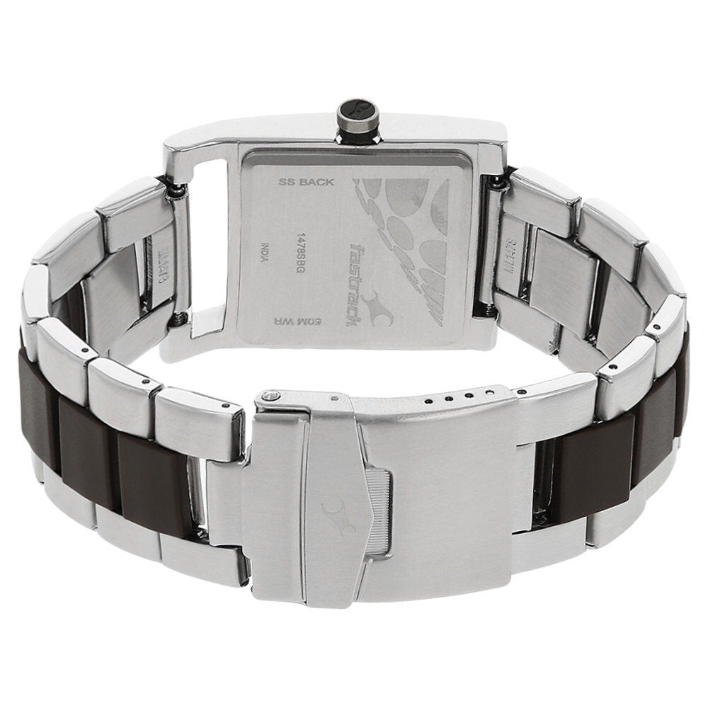 Fastrack Quartz Analog Brown Dial Stainless Steel Strap Watch for Guys NS1478SM02