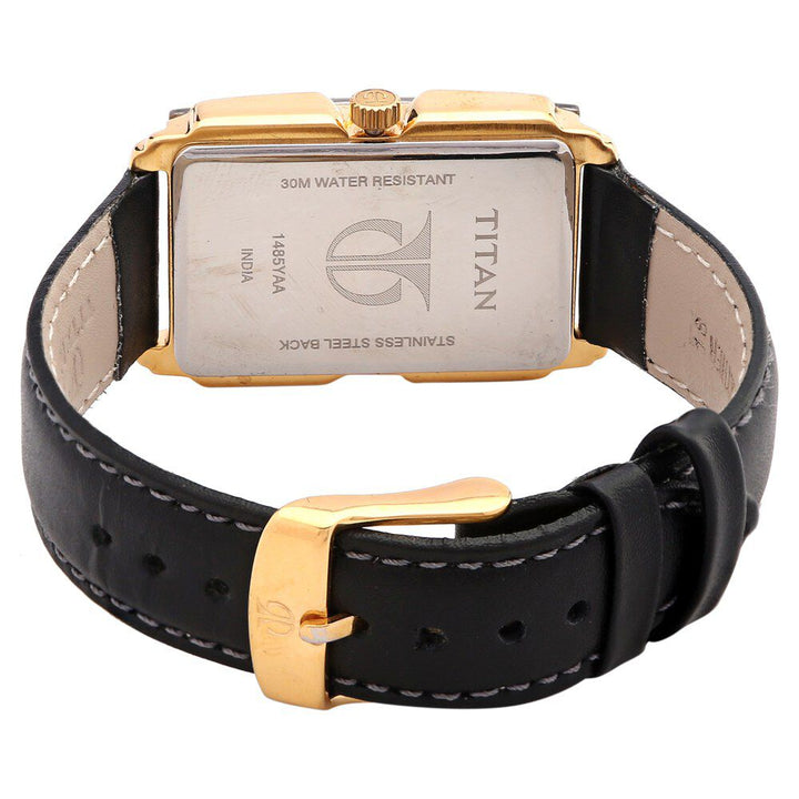 Titan Moonphase Silver Dial Quartz Leather Strap Watch for Men-NF1485YL03