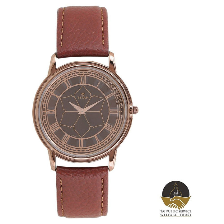 Titan Eternal Mumbai Quartz Analog Brown Dial Leather Strap Unisex Watch-NQ1488QL01