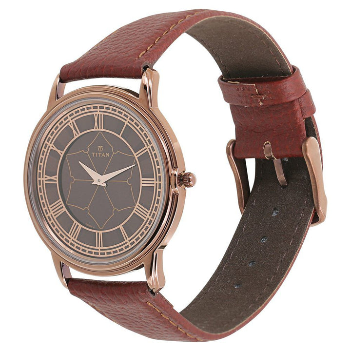 Titan Eternal Mumbai Quartz Analog Brown Dial Leather Strap Unisex Watch-NQ1488QL01