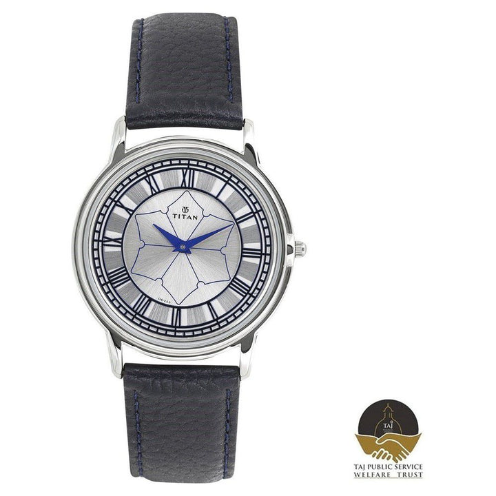 Titan Eternal Mumbai Quartz Analog Silver Dial Leather Strap Unisex Watch-NM1488SL07