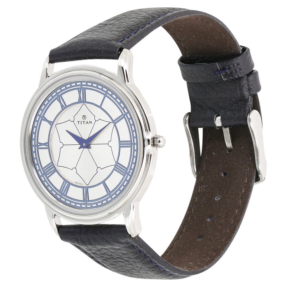 Titan Eternal Mumbai Quartz Analog Silver Dial Leather Strap Unisex Watch-NM1488SL07