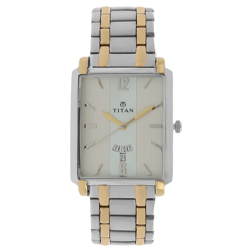 Titan Quartz Analog with Day and Date Silver Dial Stainless Steel Strap Watch for Men - The Watch Factory ®