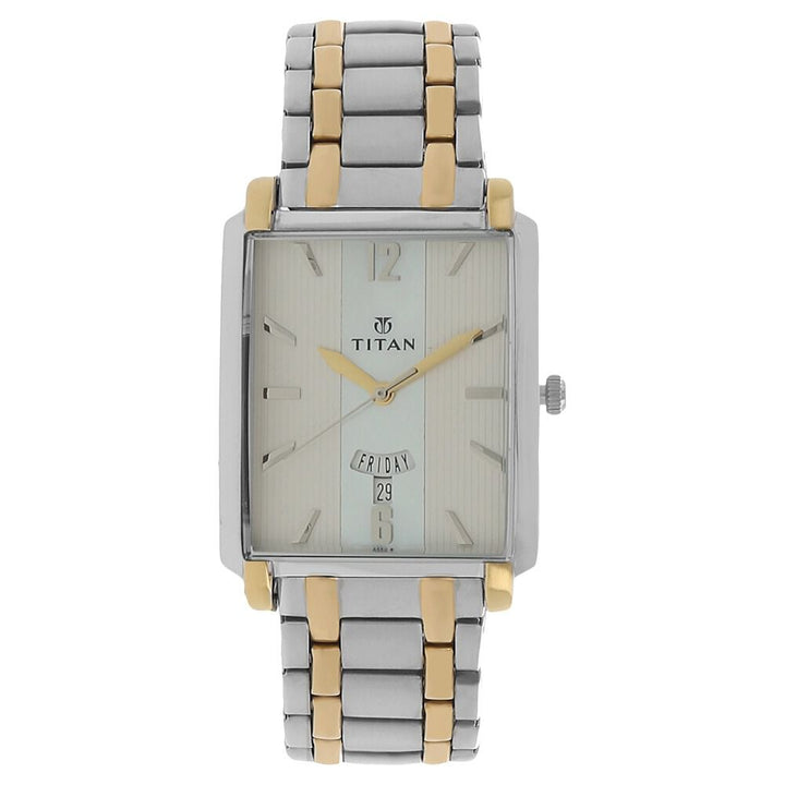 Titan Quartz Analog with Day and Date Silver Dial Stainless Steel Strap Watch for Men - The Watch Factory ®
