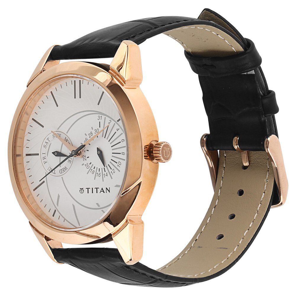 Titan Quartz Analog with Day and Date Silver Dial Watch for Men-NE1509WL01