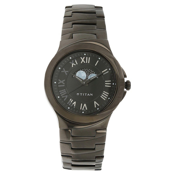 Titan Classic Black Dial Analog Metal Strap watch for Men-N1513NM01