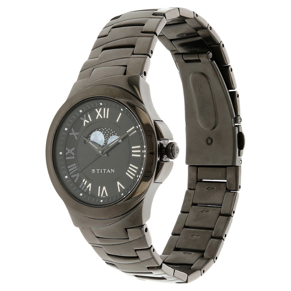 Titan Classic Black Dial Analog Metal Strap watch for Men-N1513NM01
