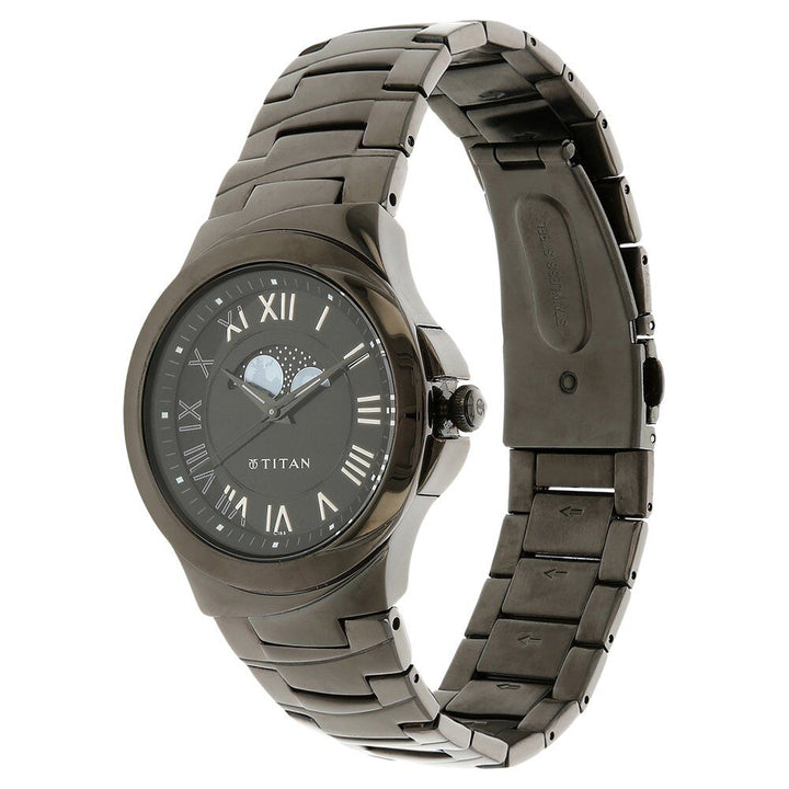Titan Classic Black Dial Analog Metal Strap watch for Men-N1513NM01