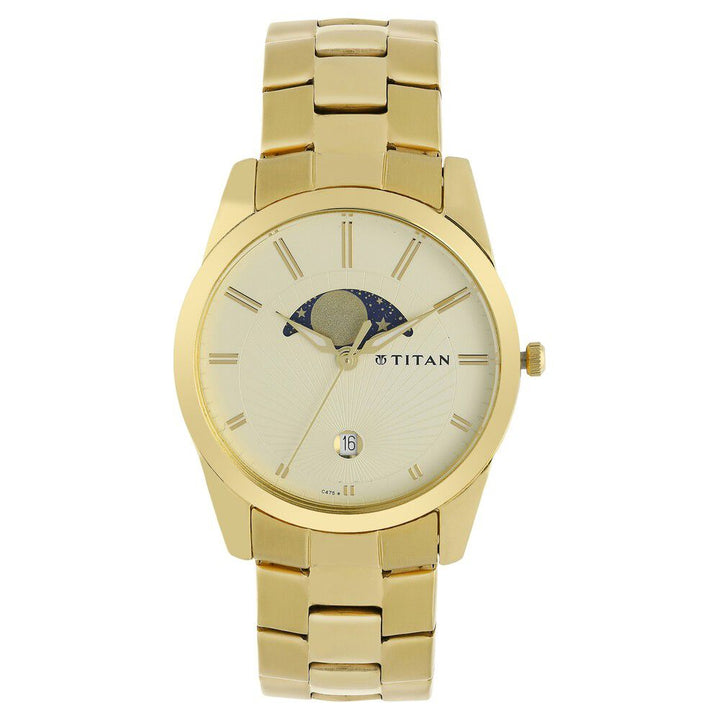 Titan Regalia Champagne Dial Analog Stainless SteelStrap watch forMen-N1522YM05