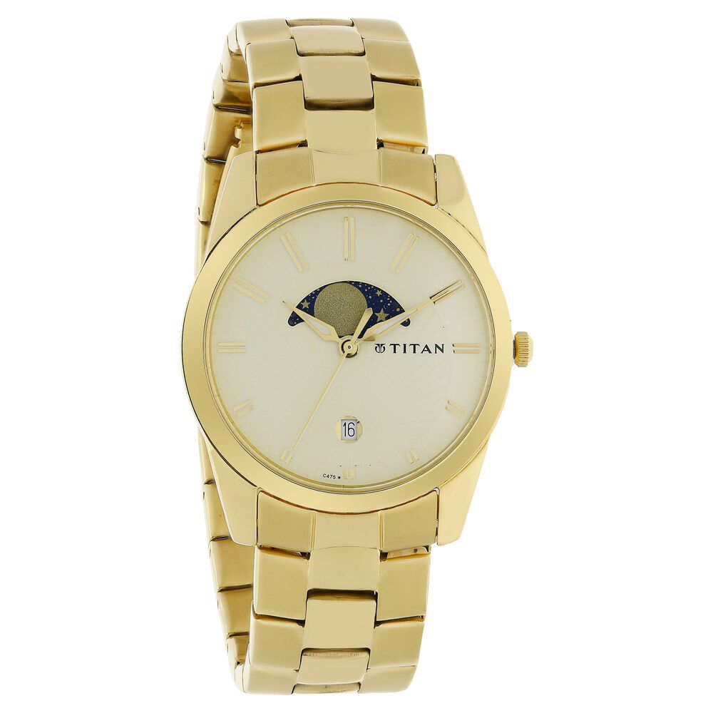 Titan Regalia Champagne Dial Analog Stainless SteelStrap watch forMen-N1522YM05