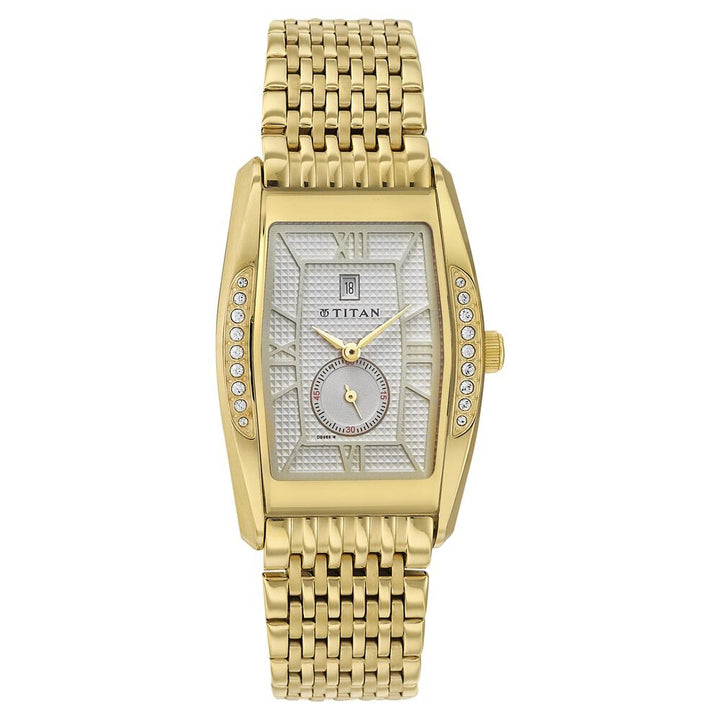 Titan Quartz Analog with Date White Dial Stainless Steel Strap Watch for Men-NE1527YM04