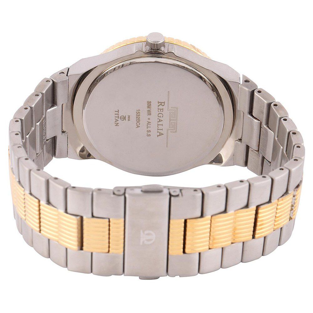 Titan Quartz Analog White Dial Stainless Steel Strap Watch for Men-NE1532BM01