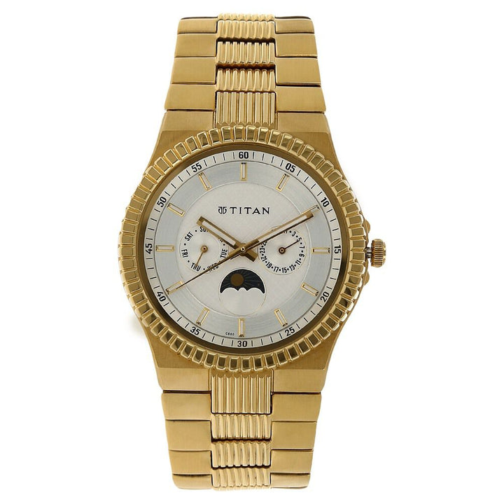 Titan Regallia White Dial Analog Stainless Steel Strap watch for Men-NJ1532YM01