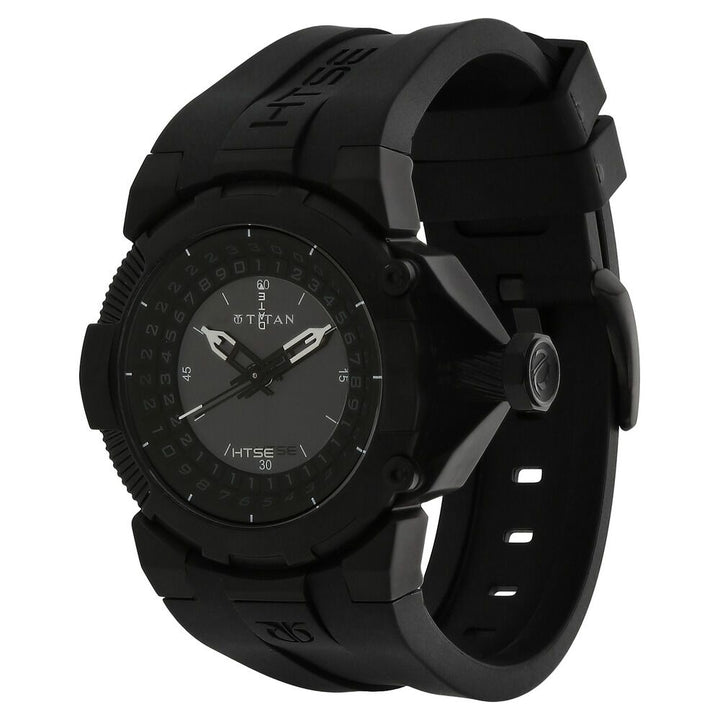 Titan Quartz Analog Solar Black Dial Plastic Strap Watch for Men-NE1539NP01