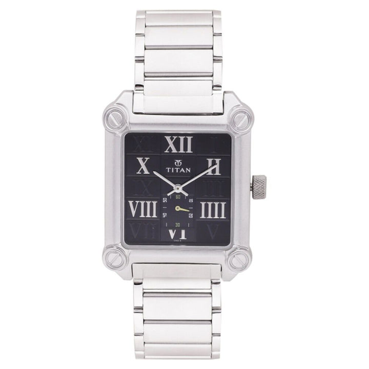 Titan Quartz Analog Black Dial Metal Strap Watch for Men-1548SM01