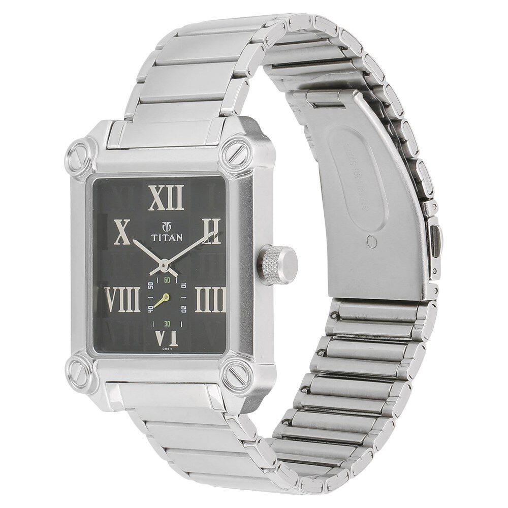 Titan Quartz Analog Black Dial Metal Strap Watch for Men-1548SM01