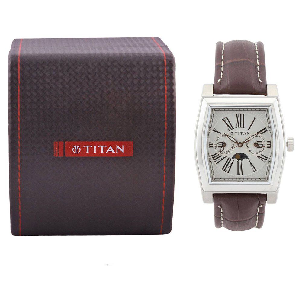 Titan Quartz Multifunction with Moon Phase Silver Dial Watch for Men-NC1555SL01
