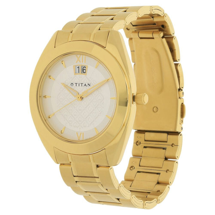 Titan Silver Dial Analog with DateStainless Steel Strap watch forMen-NK1557YM02