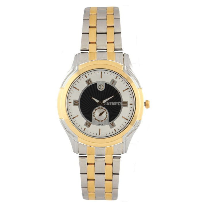 Titan Two Toned Dial Stainless Steel Strap Watch for Men-NC1558BM01