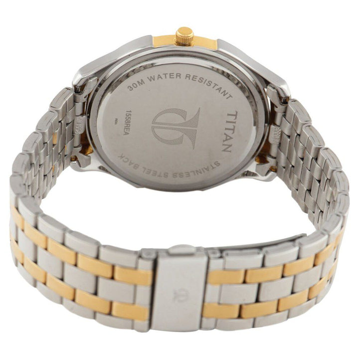 Titan Two Toned Dial Stainless Steel Strap Watch for Men-NC1558BM01