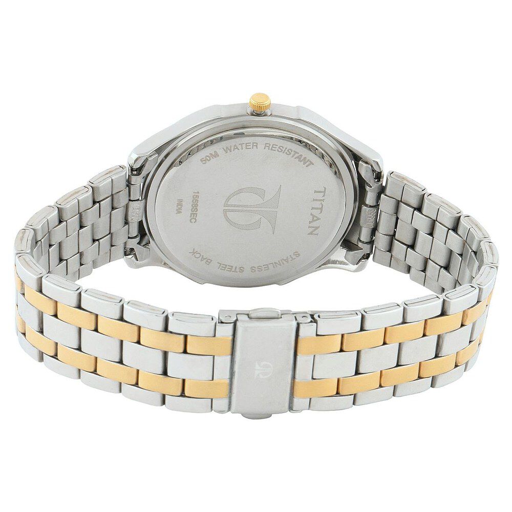 Titan Quartz Analog with Date Champagne Dial Watch for Men-NE1558BM04