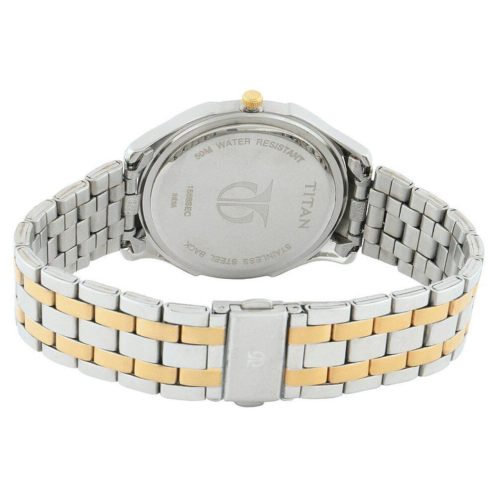 Titan Quartz Analog with Date Champagne Dial Watch for Men-NE1558BM04