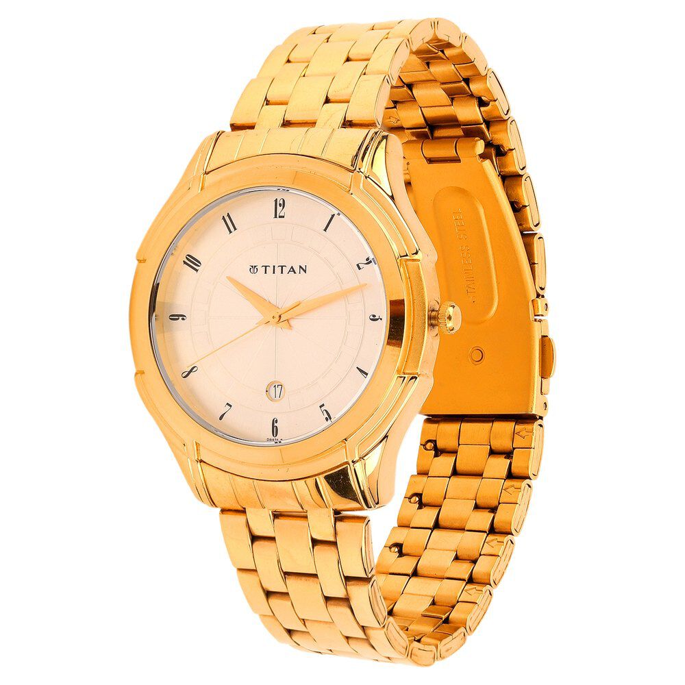 Titan Tycoon Silver Dial Analog with Date Metal Strap watch for Men-NE1558YM02