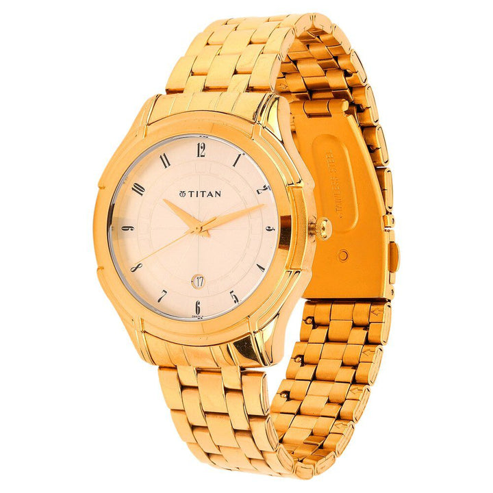 Titan Tycoon Silver Dial Analog with Date Metal Strap watch for Men-NE1558YM02