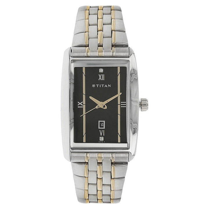 Titan Regallia Black Dial Analog with Date Metal Strap watch for Men-NC1560BM02
