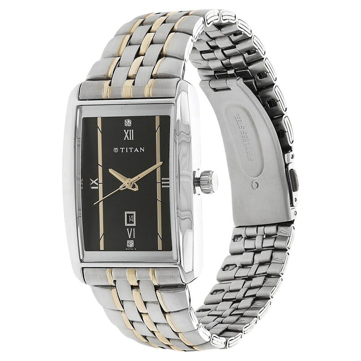 Titan Regallia Black Dial Analog with Date Metal Strap watch for Men-NC1560BM02