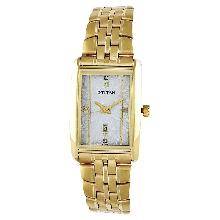 Titan Quartz Analog with Date Silver Dial Stainless Steel Strap Watch for Men-NE1560YM01