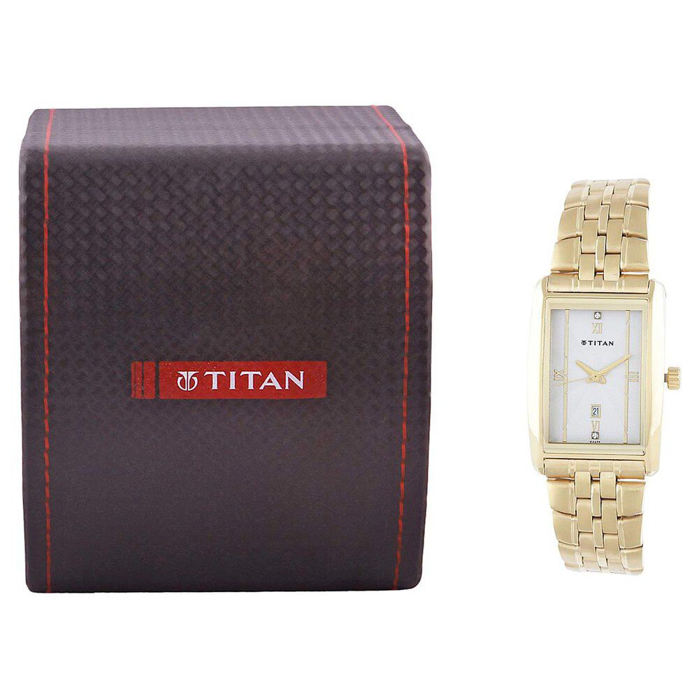 Titan Quartz Analog with Date Silver Dial Stainless Steel Strap Watch for Men-NE1560YM01