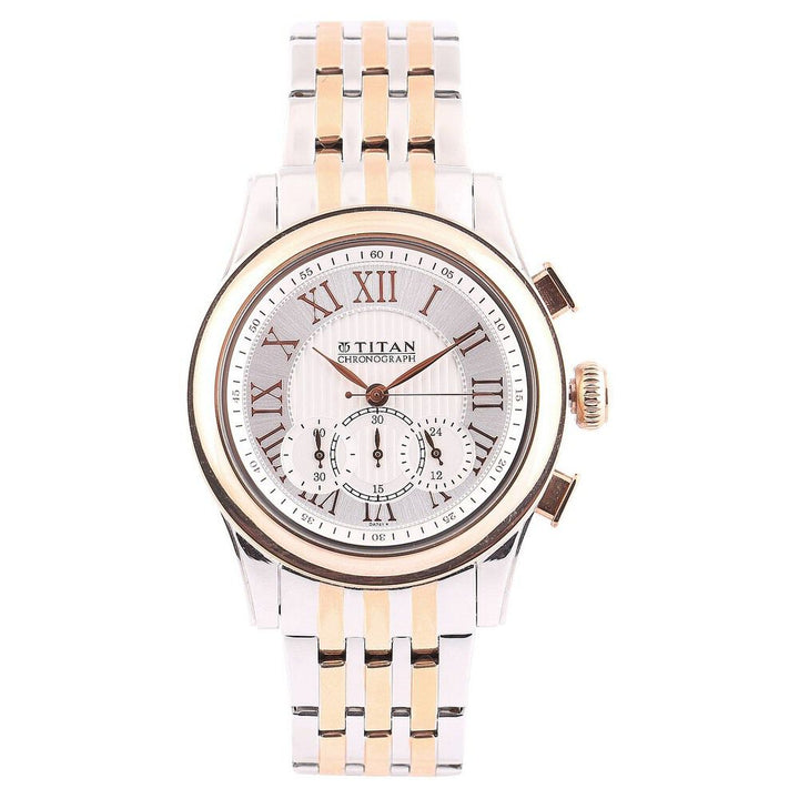 Titan Quartz Chronograph Silver Dial Watch for Men-NC1562KM01