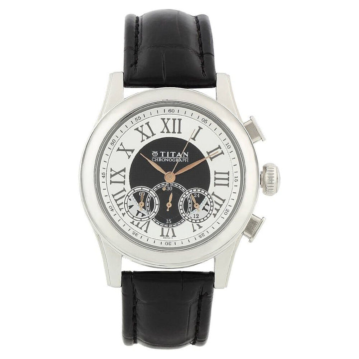 Titan Quartz Chronograph Silver Dial Watch for Men-NE1562SL01